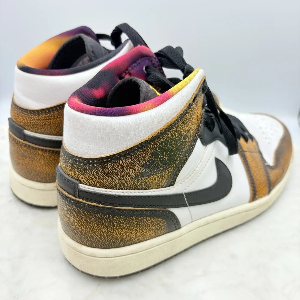 Nike Air Jordan 1 Mid SE Wear Away Shoes DQ8417-071‎ Men's 8 Black Taxi Sail